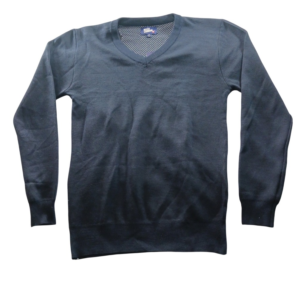 Billy London UK Mens V-Neck Sweater Navy Blue Long Sleeve Pullover Size M 1802